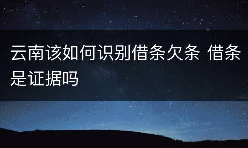云南该如何识别借条欠条 借条是证据吗