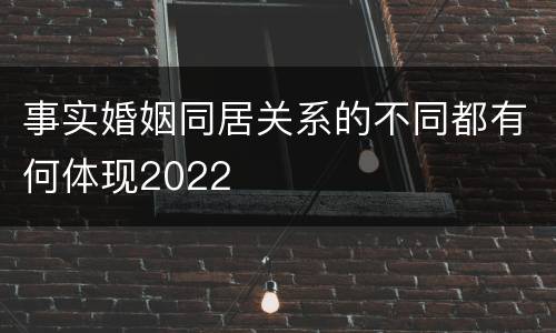 事实婚姻同居关系的不同都有何体现2022