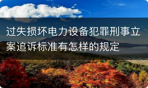 过失损坏电力设备犯罪刑事立案追诉标准有怎样的规定