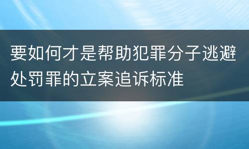 要如何才是帮助犯罪分子逃避处罚罪的立案追诉标准