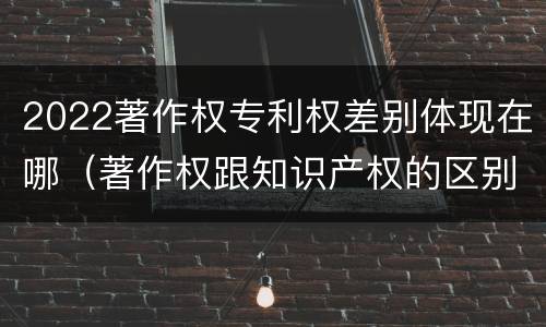 2022著作权专利权差别体现在哪（著作权跟知识产权的区别）