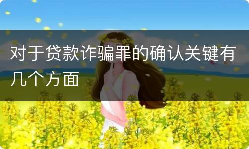 对于贷款诈骗罪的确认关键有几个方面