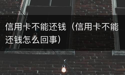 信用卡不能还钱（信用卡不能还钱怎么回事）