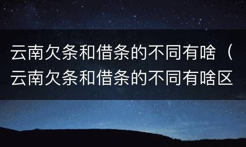 云南欠条和借条的不同有啥（云南欠条和借条的不同有啥区别吗）