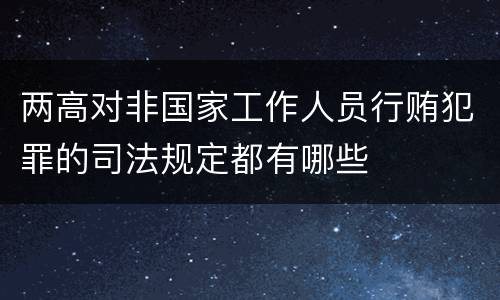 两高对非国家工作人员行贿犯罪的司法规定都有哪些