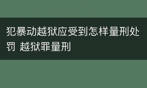 犯暴动越狱应受到怎样量刑处罚 越狱罪量刑