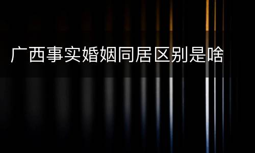 广西事实婚姻同居区别是啥