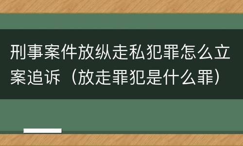 刑事案件放纵走私犯罪怎么立案追诉（放走罪犯是什么罪）