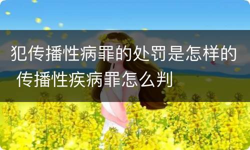 犯传播性病罪的处罚是怎样的 传播性疾病罪怎么判