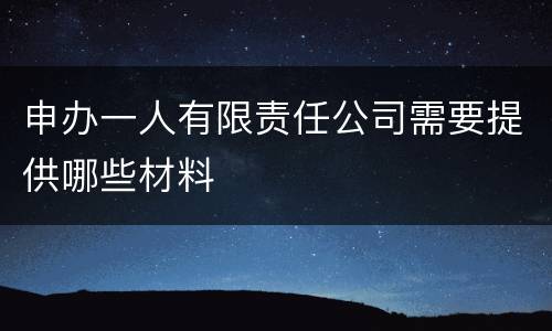 申办一人有限责任公司需要提供哪些材料