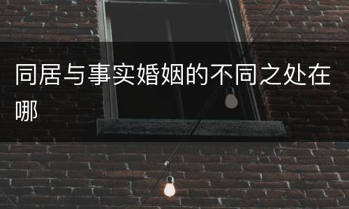 同居与事实婚姻的不同之处在哪