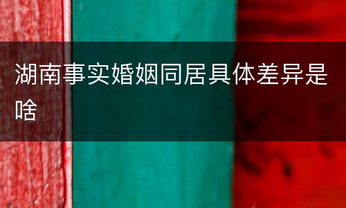 湖南事实婚姻同居具体差异是啥