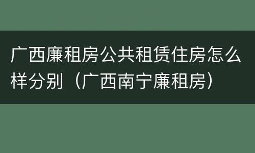 广西廉租房公共租赁住房怎么样分别（广西南宁廉租房）