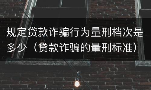 规定贷款诈骗行为量刑档次是多少（贷款诈骗的量刑标准）