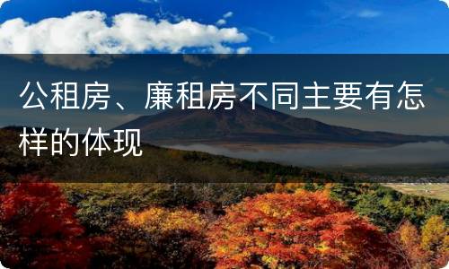 公租房、廉租房不同主要有怎样的体现
