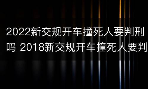2022新交规开车撞死人要判刑吗 2018新交规开车撞死人要判刑吗