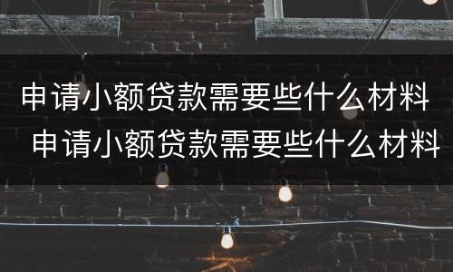 申请小额贷款需要些什么材料 申请小额贷款需要些什么材料和证件