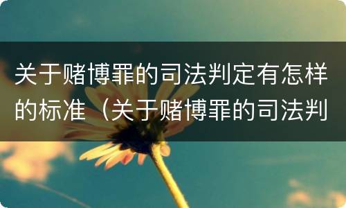 关于赌博罪的司法判定有怎样的标准（关于赌博罪的司法判定有怎样的标准和规定）