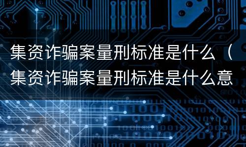 集资诈骗案量刑标准是什么（集资诈骗案量刑标准是什么意思）