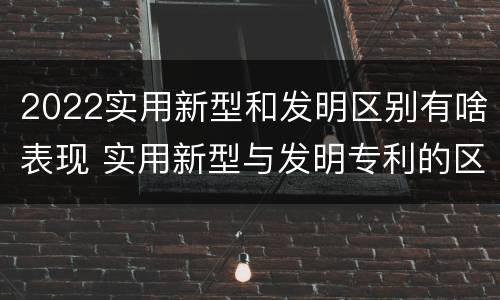 2022实用新型和发明区别有啥表现 实用新型与发明专利的区别有哪些