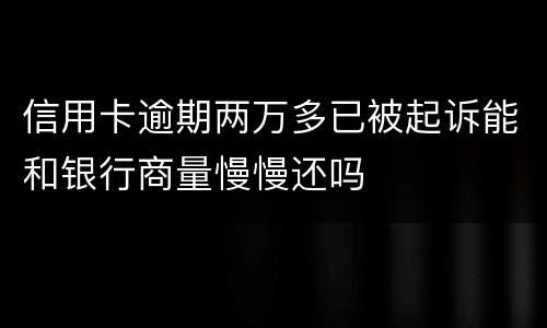 信用卡逾期两万多已被起诉能和银行商量慢慢还吗