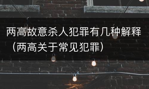 两高故意杀人犯罪有几种解释（两高关于常见犯罪）