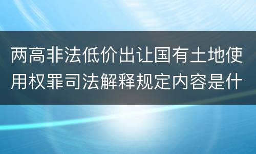 两高非法低价出让国有土地使用权罪司法解释规定内容是什么