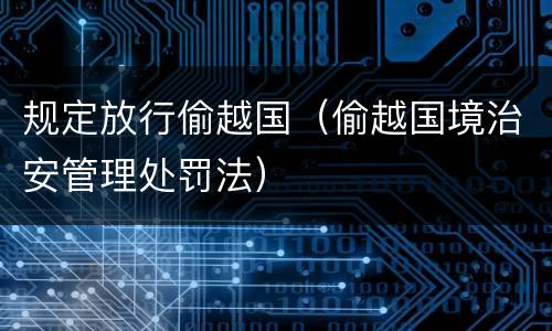 规定放行偷越国（偷越国境治安管理处罚法）