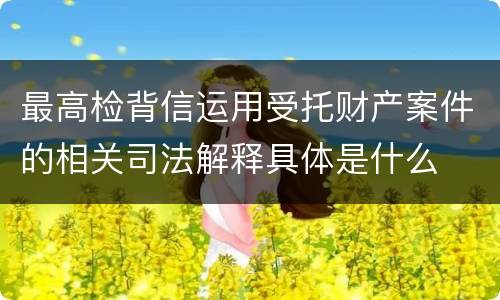 最高检背信运用受托财产案件的相关司法解释具体是什么