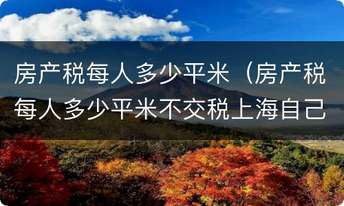房产税每人多少平米（房产税每人多少平米不交税上海自己住）