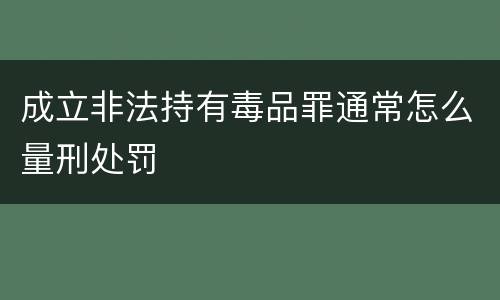 成立非法持有毒品罪通常怎么量刑处罚