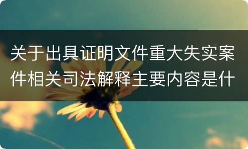 关于出具证明文件重大失实案件相关司法解释主要内容是什么