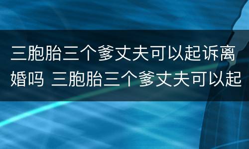 三胞胎三个爹丈夫可以起诉离婚吗 三胞胎三个爹丈夫可以起诉离婚吗知乎