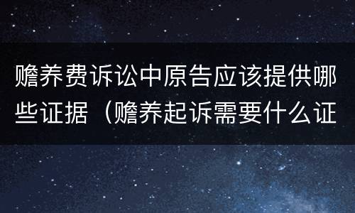 赡养费诉讼中原告应该提供哪些证据（赡养起诉需要什么证据）