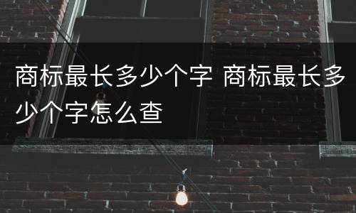 商标最长多少个字 商标最长多少个字怎么查