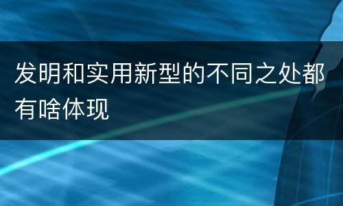 发明和实用新型的不同之处都有啥体现