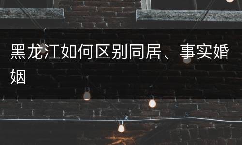 黑龙江如何区别同居、事实婚姻