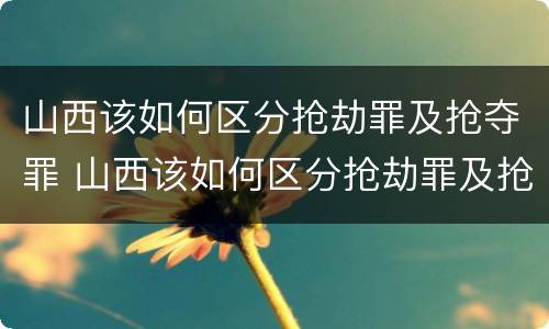山西该如何区分抢劫罪及抢夺罪 山西该如何区分抢劫罪及抢夺罪呢