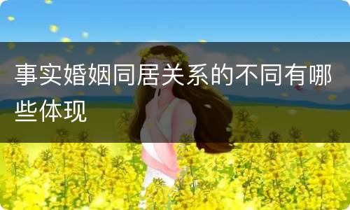 事实婚姻同居关系的不同有哪些体现