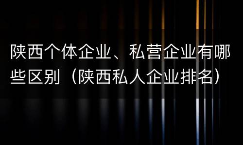 陕西个体企业、私营企业有哪些区别（陕西私人企业排名）