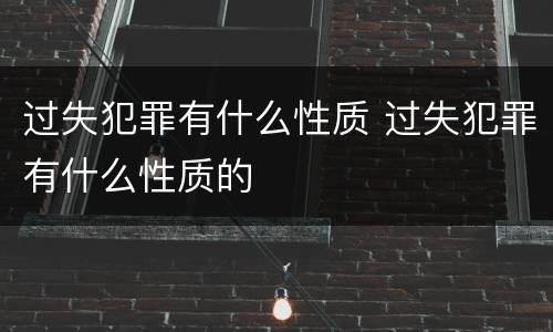 过失犯罪有什么性质 过失犯罪有什么性质的
