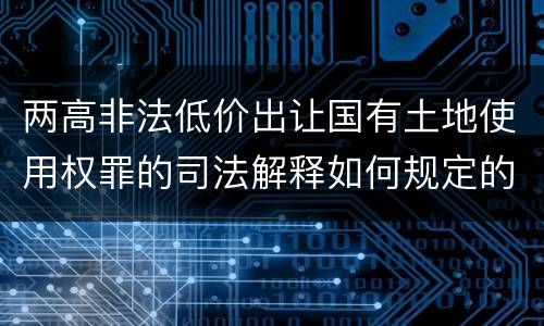 两高非法低价出让国有土地使用权罪的司法解释如何规定的