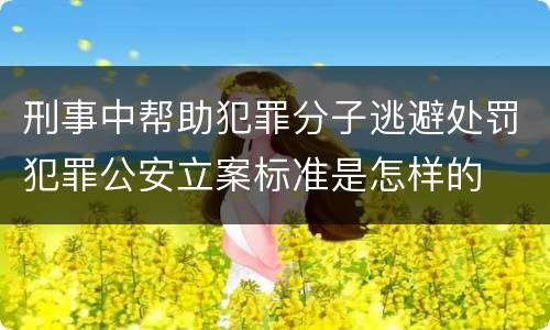 刑事中帮助犯罪分子逃避处罚犯罪公安立案标准是怎样的