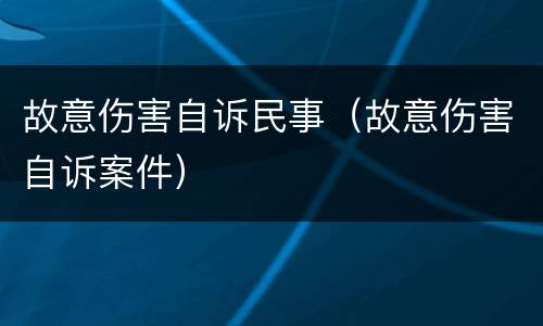 故意伤害自诉民事（故意伤害自诉案件）