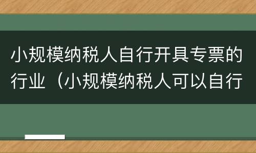 小规模纳税人自行开具专票的行业（小规模纳税人可以自行开具专票的行业）