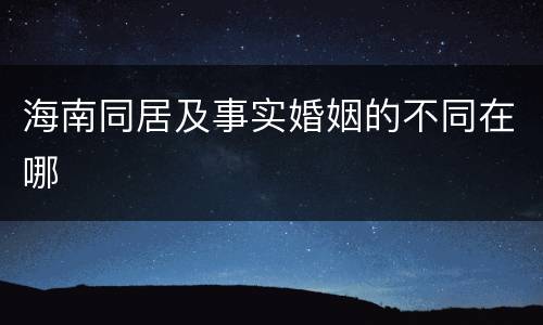 海南同居及事实婚姻的不同在哪