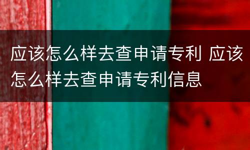 应该怎么样去查申请专利 应该怎么样去查申请专利信息