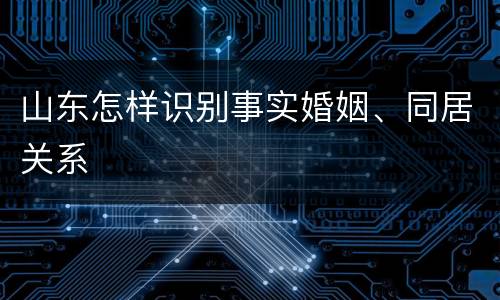 山东怎样识别事实婚姻、同居关系