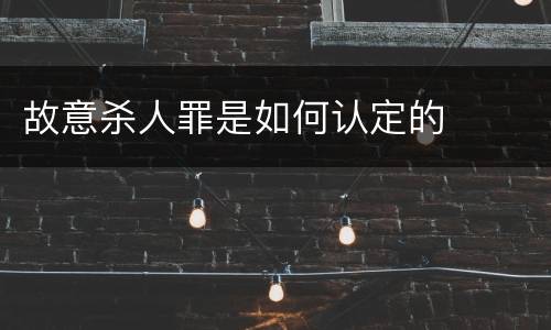 故意杀人罪是如何认定的