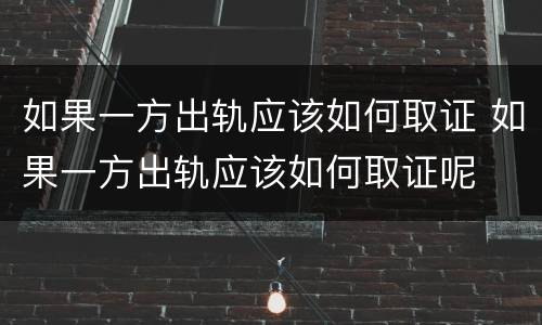 如果一方出轨应该如何取证 如果一方出轨应该如何取证呢
